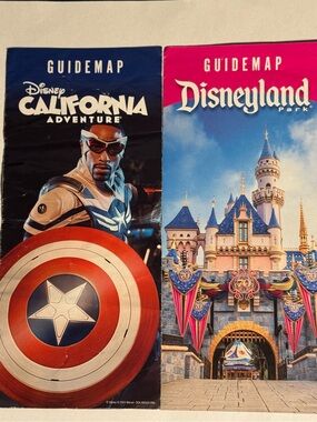Disneyland Park Guidemap Lot * 2024 DCA & 2025 70th Anniversary * 2 Maps